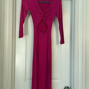 Old Navy Fuchsia Long Sleeve Dress Front Cutout